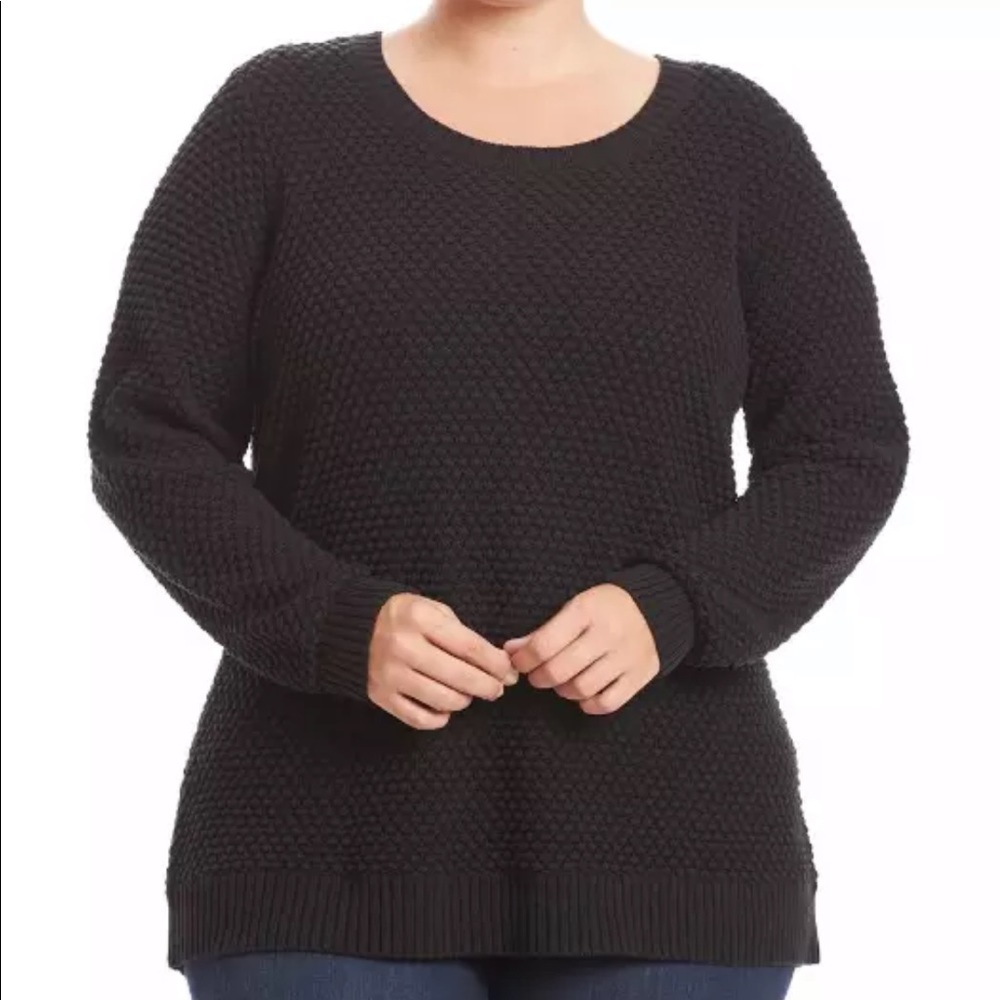 Ruff Hewn Zip Back Pop Stitch Black 3X Sweater